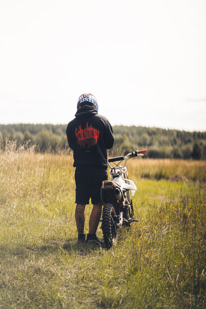 Fckshtup Red Flames Hoodie – Svart / Black