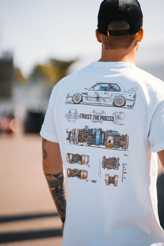 Roaderwear Trust The Process – E30 Rocket Blueprint Tee