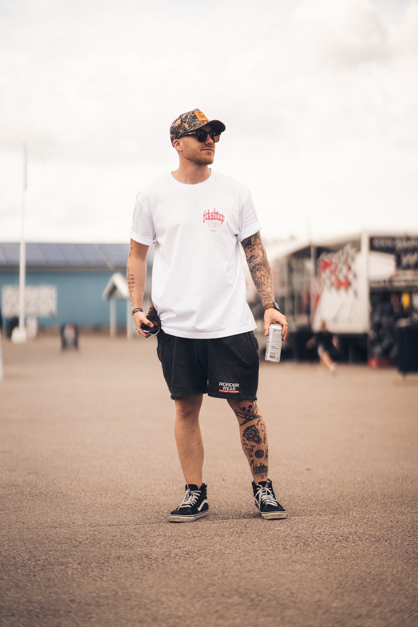 Fckshtup Red Flames Vit Tee