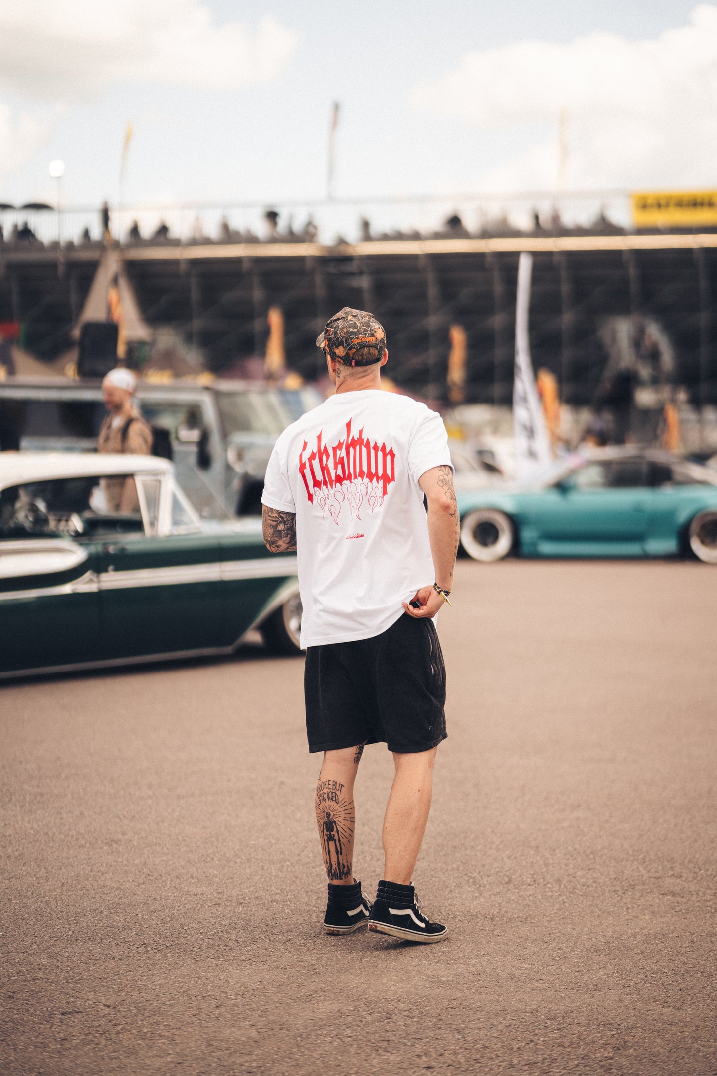 Fckshtup Red Flames Vit Tee