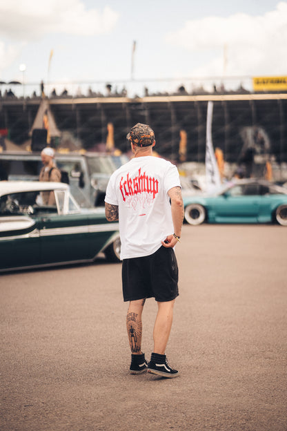 Fckshtup Red Flames Vit Tee
