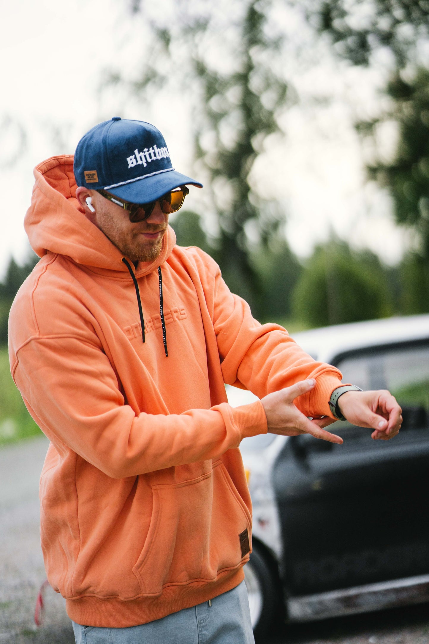 Onroaders Hoodie Embossed Logo Peach / Orange