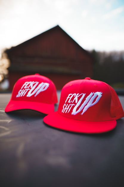 Roaderwear Snapback Trucker Cap Fckshtup Red One