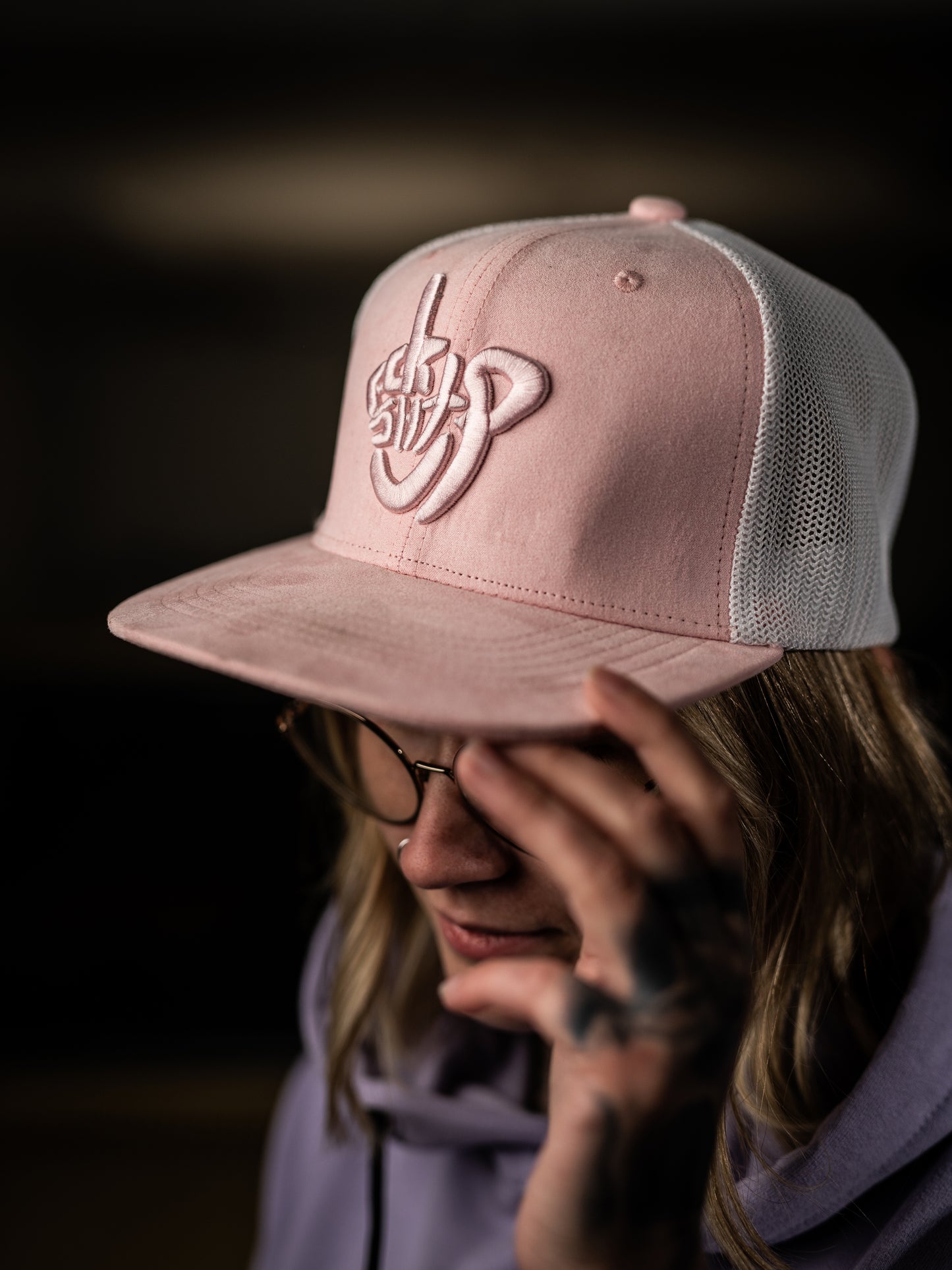 Roaderwear Snapback Trucker Cap Pink Suede Fckshtup V.2