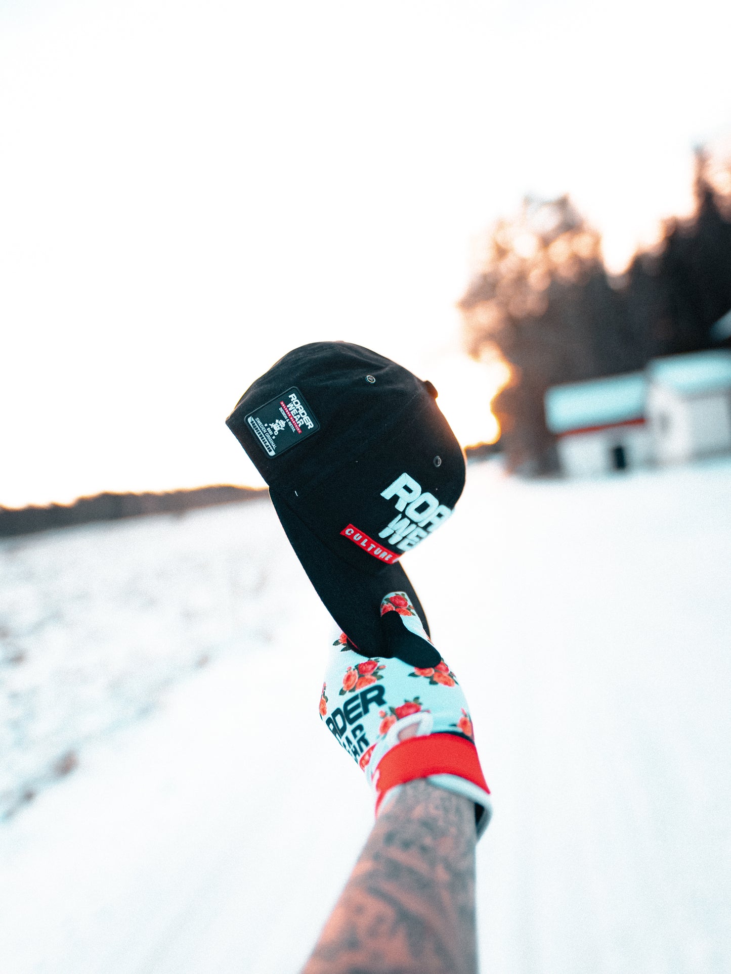 Black Snapback Cap that shows the side patch with Roaderwear details